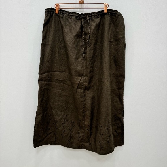 L.L. Bean Women’s Dark Brown 100% Linen Mid-Length Midi Straight Skirt sz Large - Picture 7 of 7